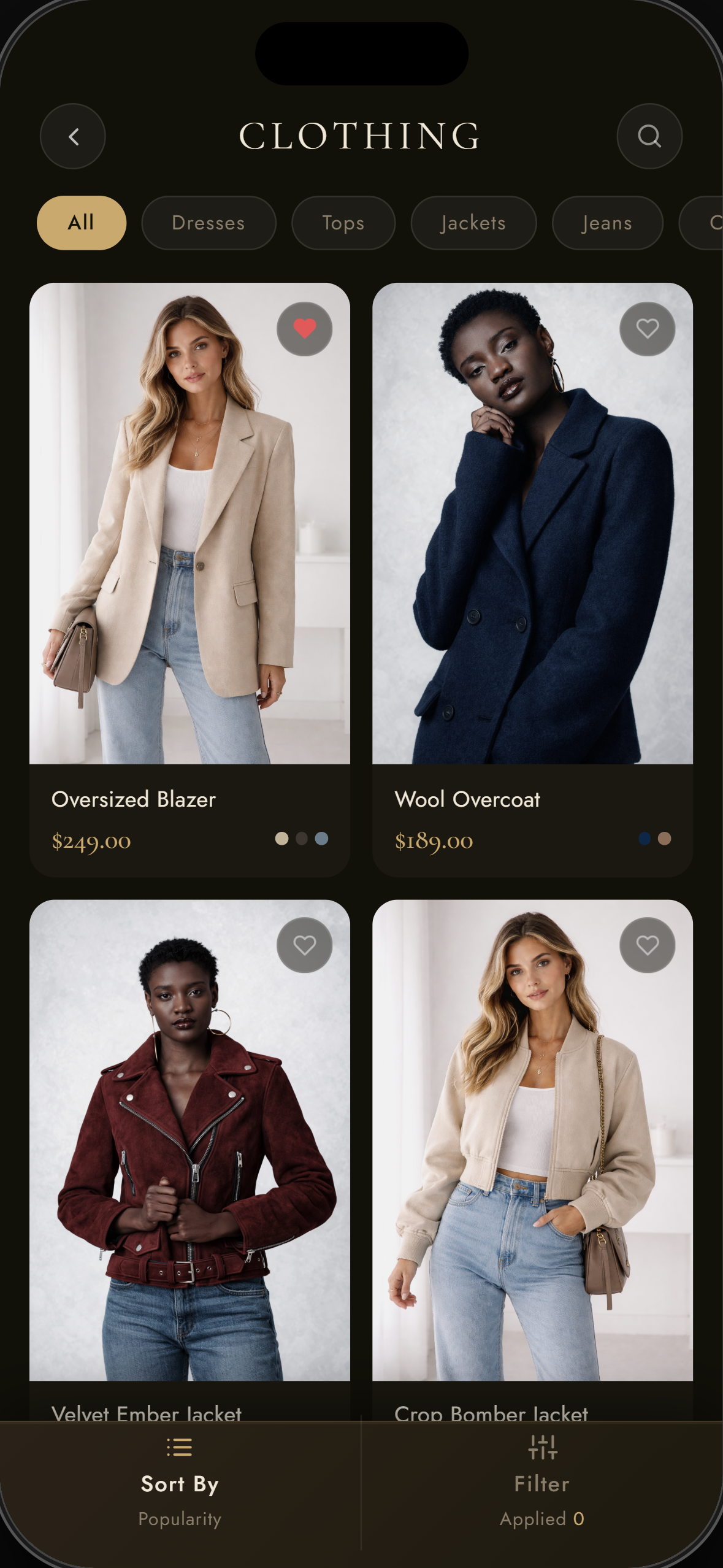 Food app home screen